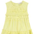 Girls Yellow Poplin Ruffle Dress, 2, hi-res