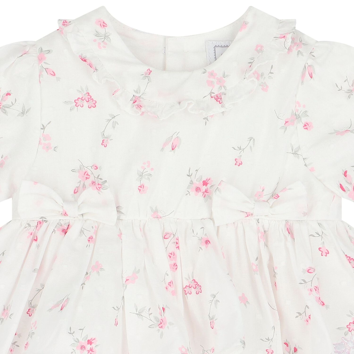 Baby Girls White & Pink Floral Dress, 1, hi-res image number null