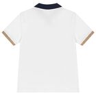Boys White Logo Polo Shirt, 1, hi-res