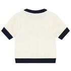 Girls Ivory & Navy Blue Logo Knit Skirt Set, 1, hi-res