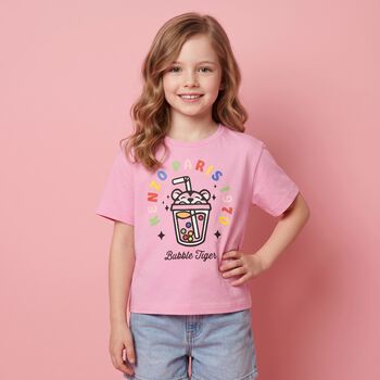 Girls Pink Bubble Tiger T-Shirt