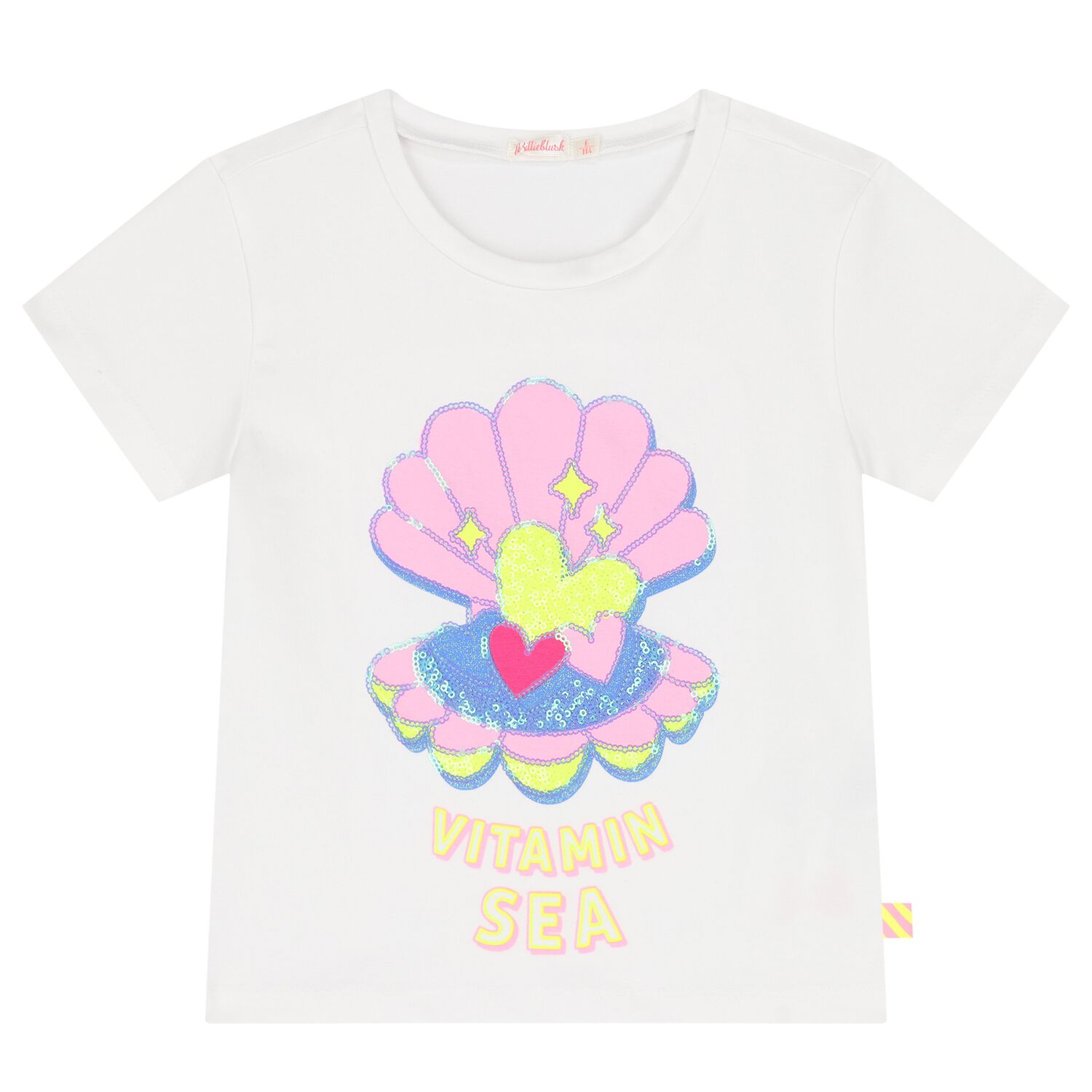 Girls White Seashell T-Shirt, 1, hi-res image number null