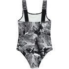 Girls Black and White Logo Swimsuit, 1, hi-res