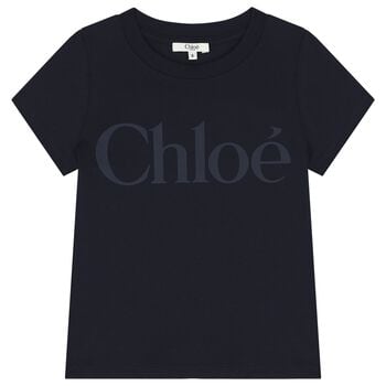 Girls Mini Me Navy Blue Logo T-Shirt