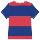 Boys Red & Blue Striped Teddy Bear T-Shirt, 1, hi-res