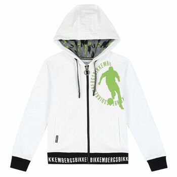 Boys White Hooded Jacket with Zip