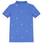 Boys Blue Logo Polo Shirt, 1, hi-res