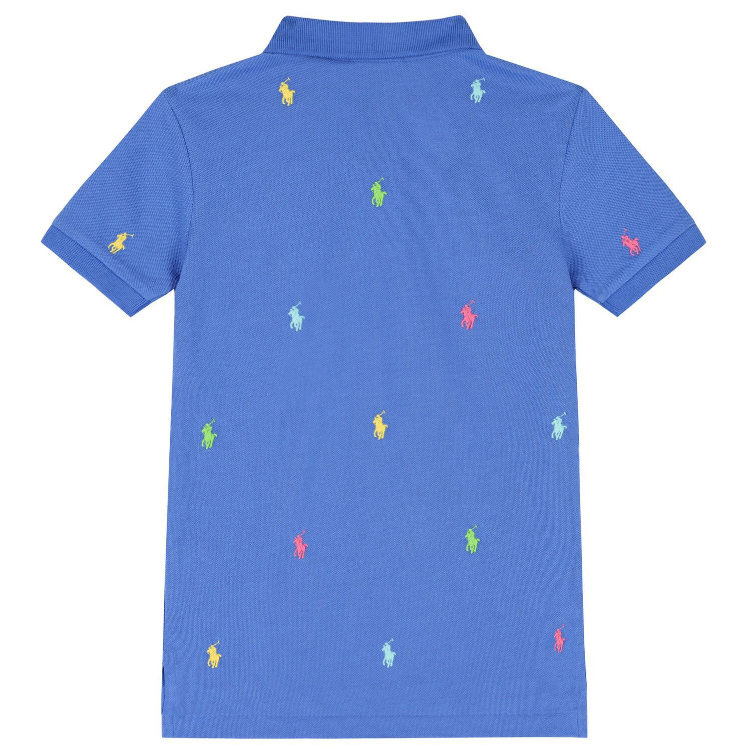 Boys Blue Logo Polo Shirt, 1, hi-res