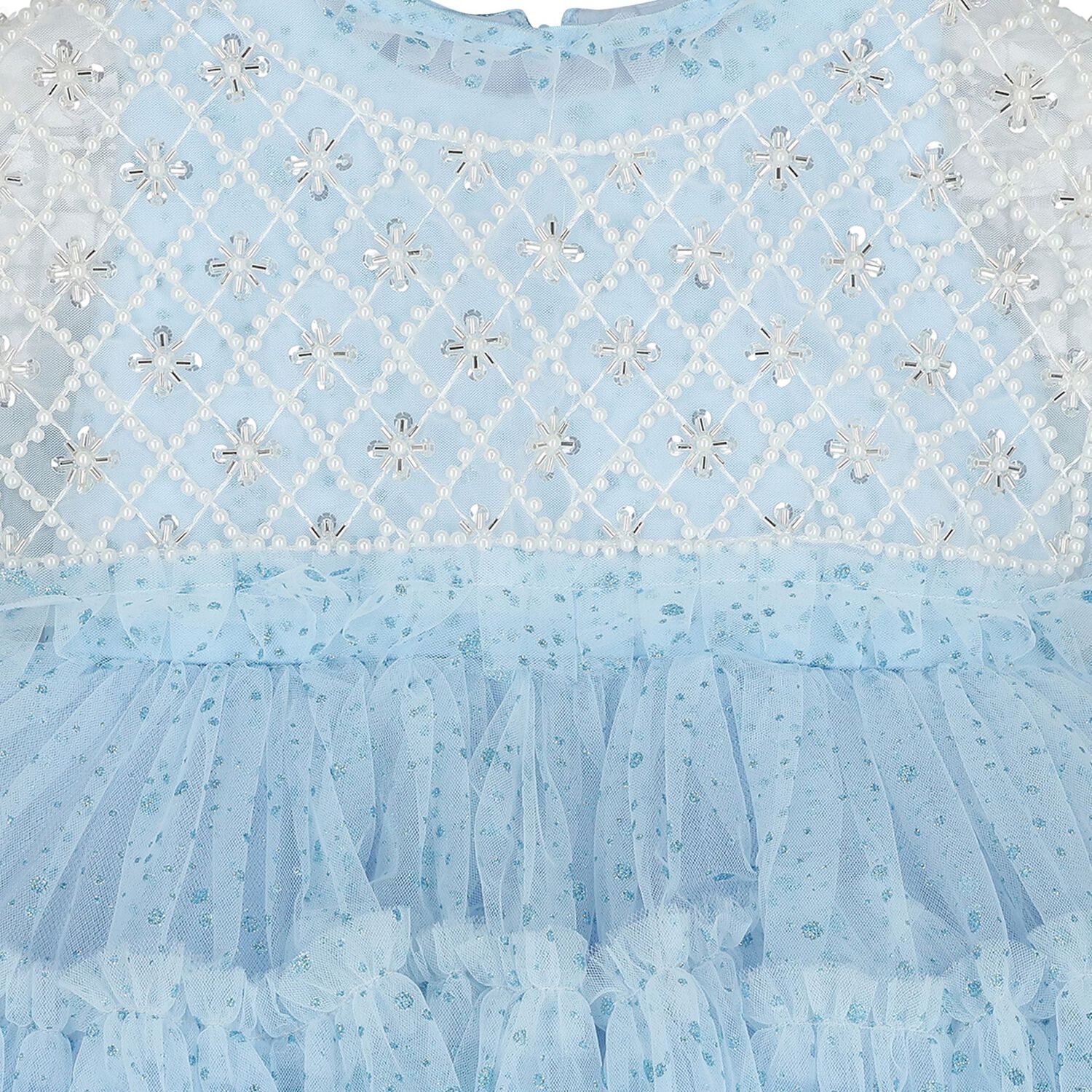 Younger Girls Blue Tulle Dress, 1, hi-res