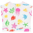 Younger Girls White & Pink Shorts Set, 1, hi-res