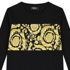 Boys Black Barocco Long Sleeve Top, 1, hi-res