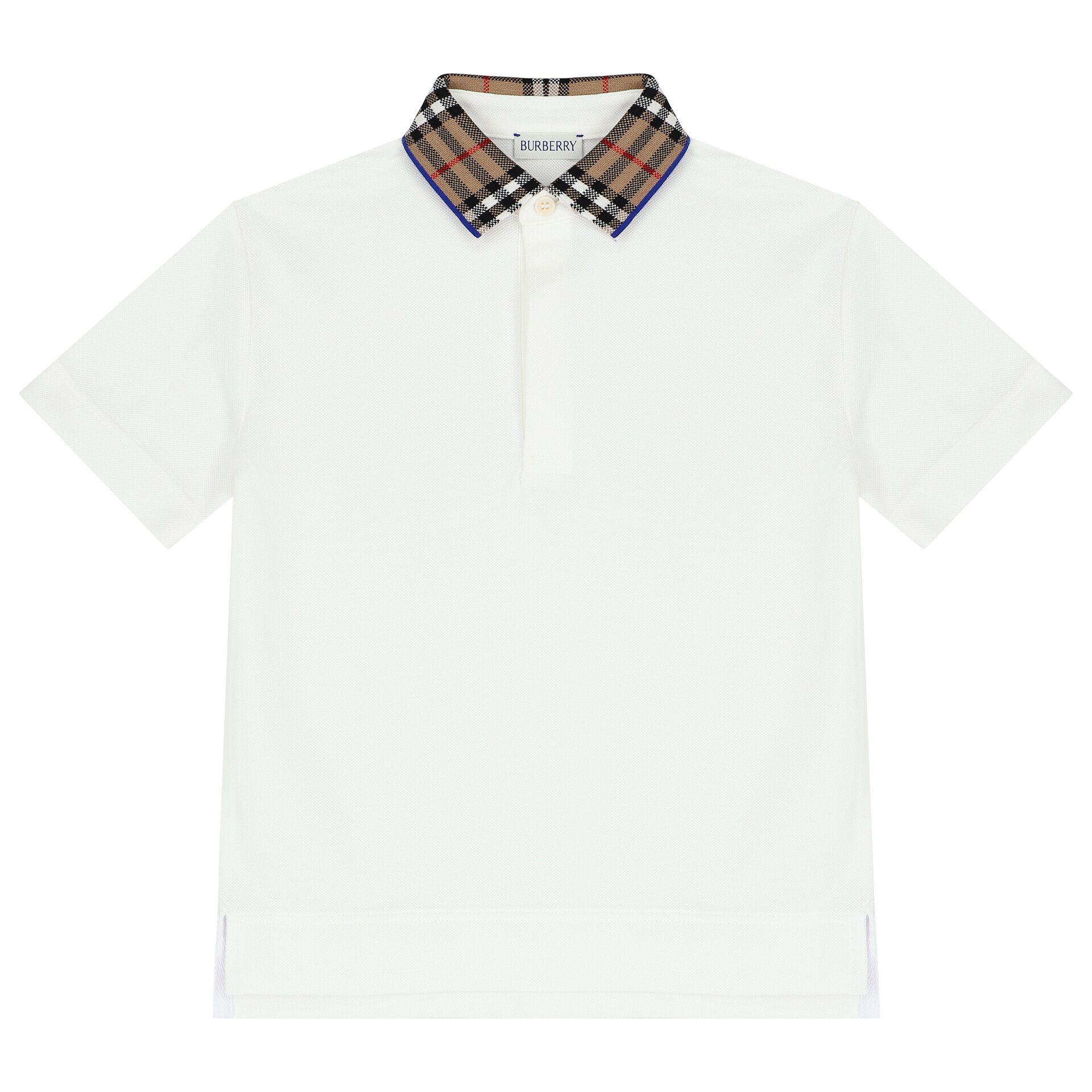 Burberry Boys White Logo Check Polo Shirt Junior Couture Bahrain
