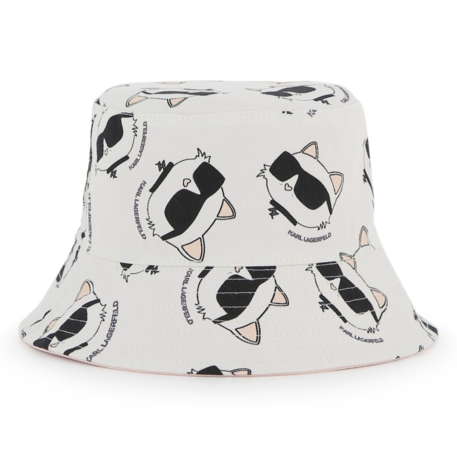 Baby Girls Pink & White Choupette Reversible Bucket Hat, 1, hi-res