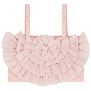 Girls Pink Glitter Tulle Top