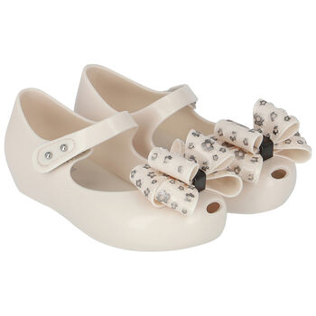 Younger Girls Beige Bow Jelly Shoes