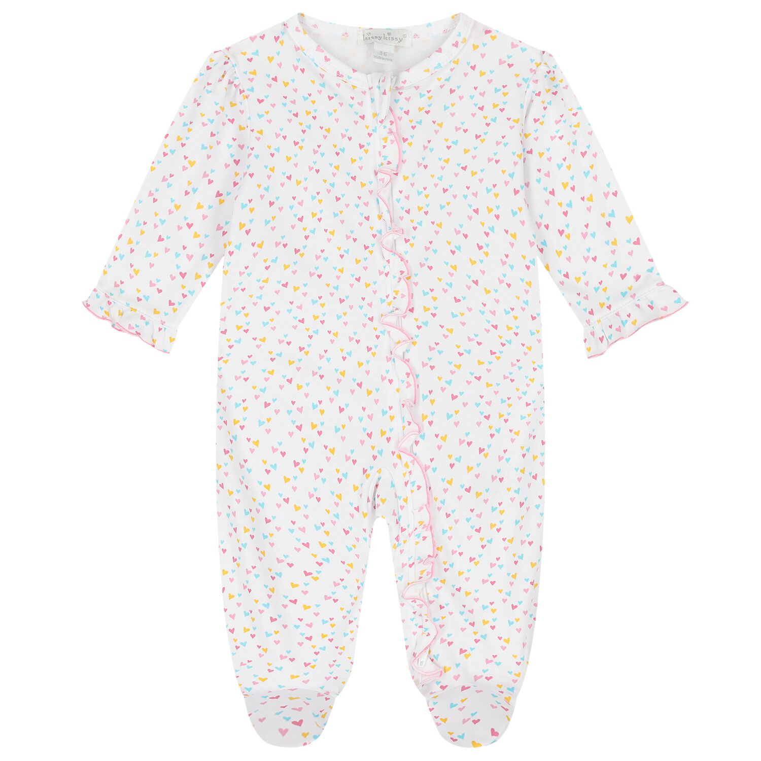 Baby Girls White & Pink Heart Babygrow, 1, hi-res