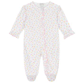 Baby Girls White & Pink Heart Babygrow