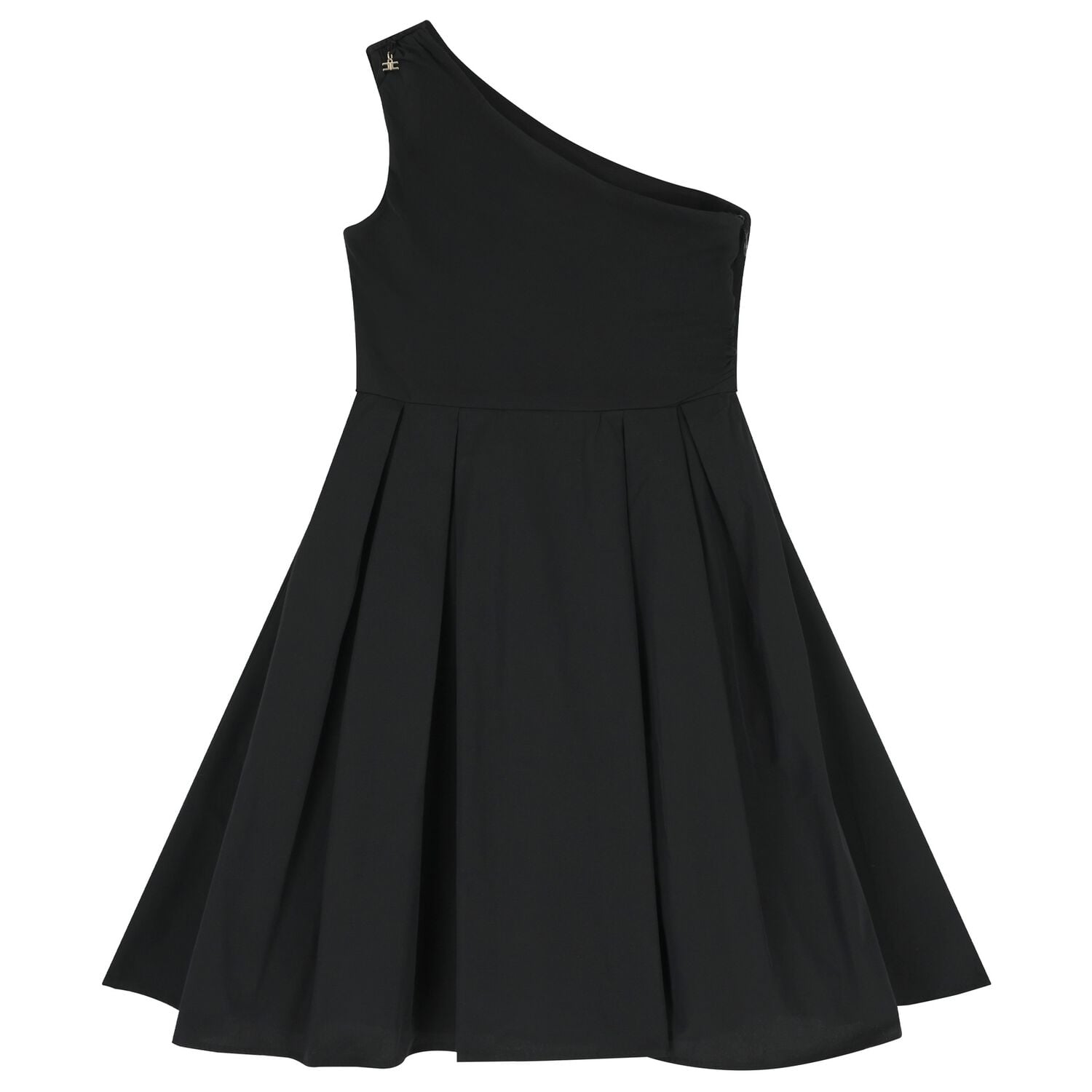 Girls Black One Shoulder Dress, 3, hi-res