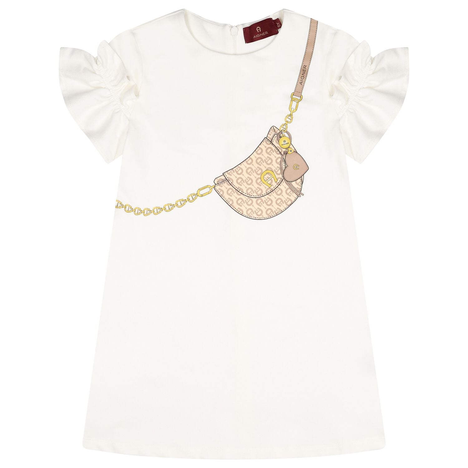 Girls Ivory Bag Logo Dress, 1, hi-res