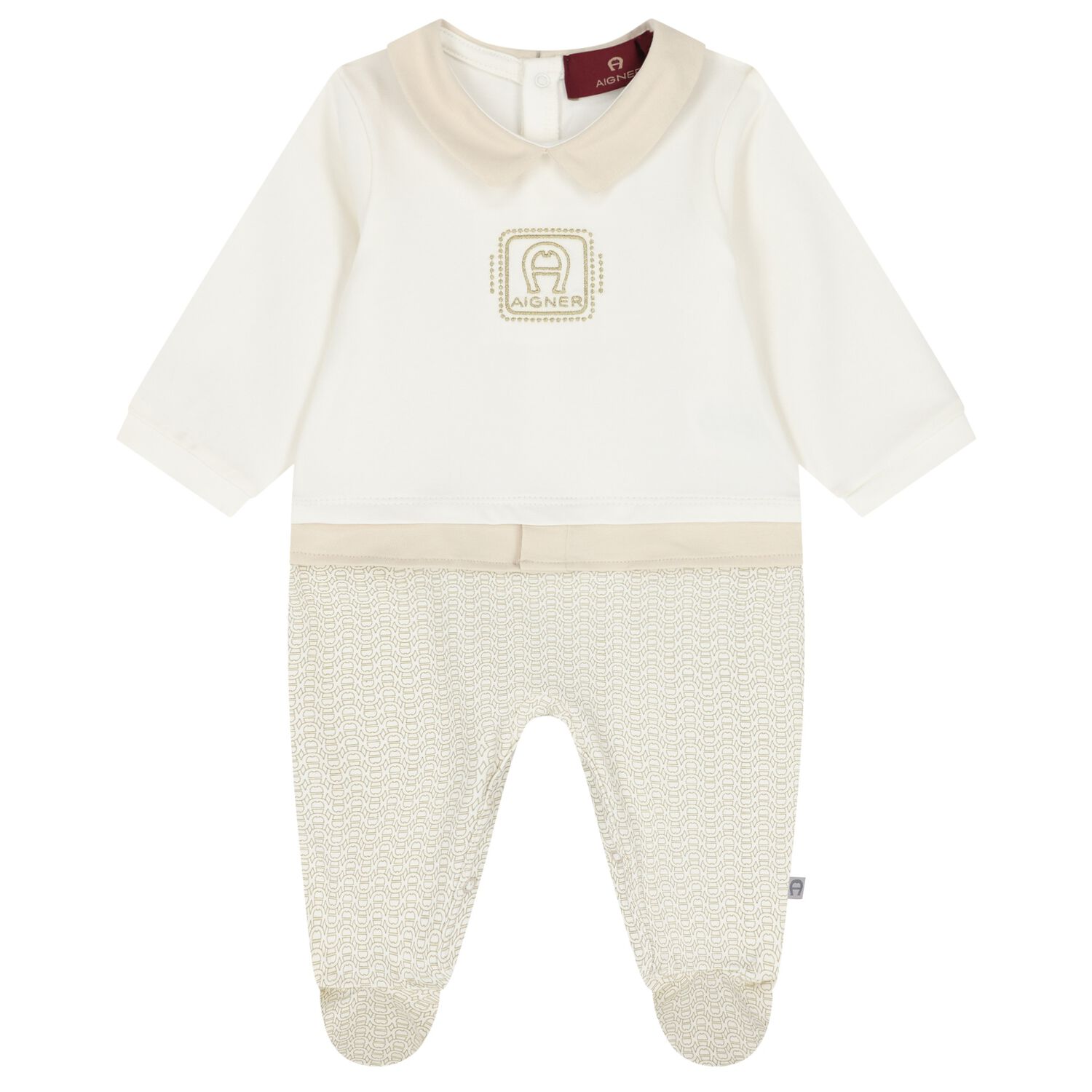 Ivory & Gold Logo Babygrow, 2, hi-res