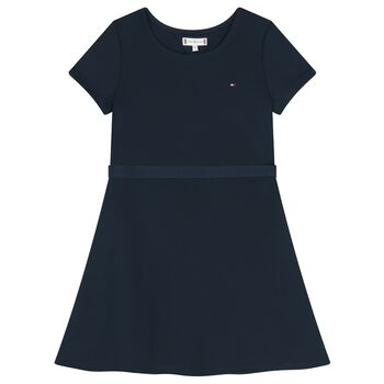 Girls Navy Blue Logo Dress