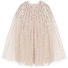 Girls Beige Sequinned Tulle Cape Dress, 1, hi-res