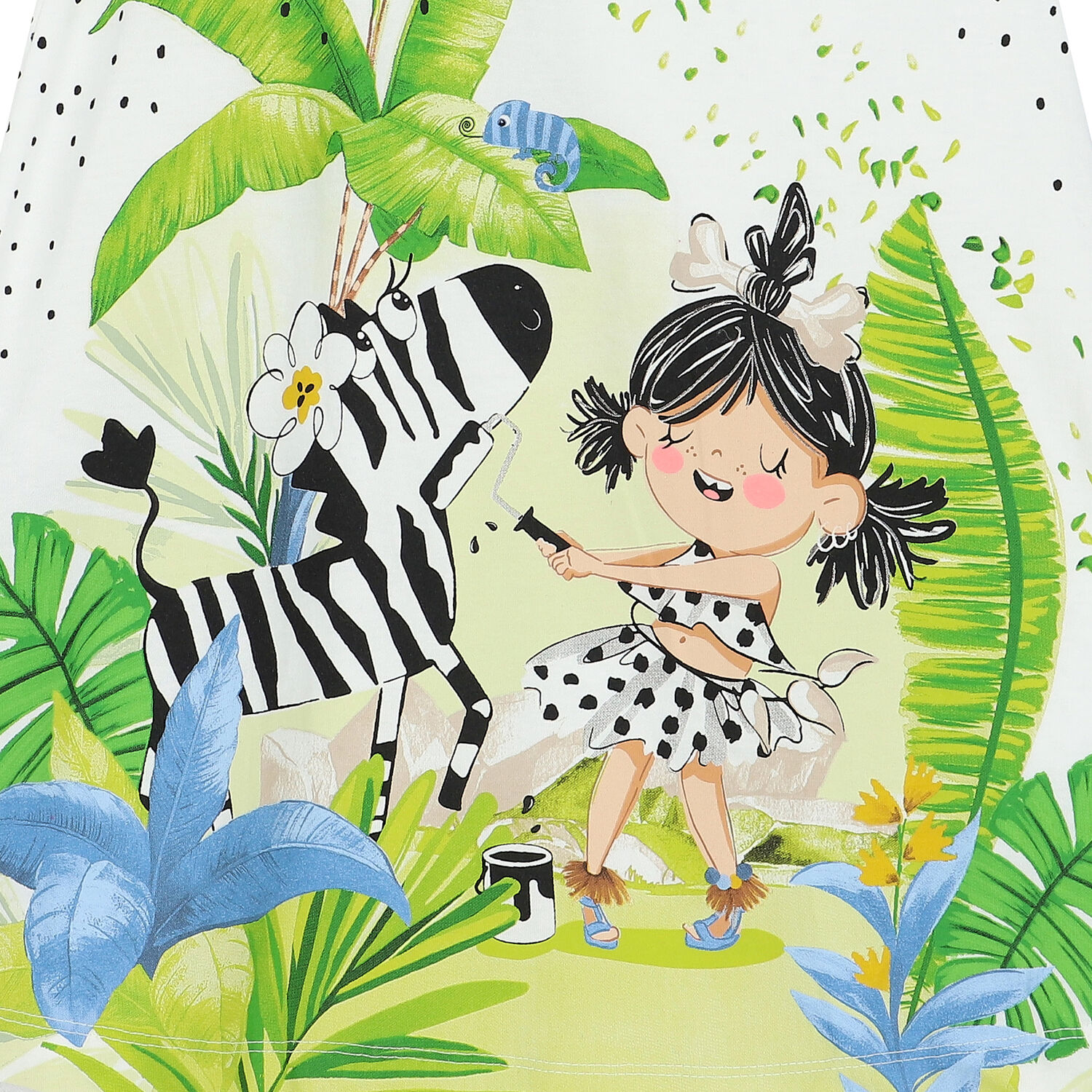 فستان بطبعة جرافيك باللون الابيض, 1, hi-res