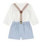 Baby Boys White & Blue Shorts Set, 1, hi-res