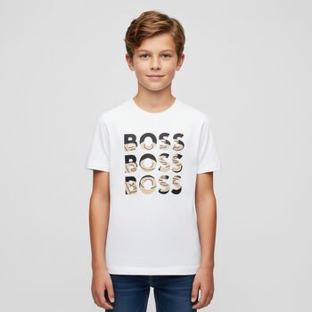 Boys White Logo T-Shirt, 5 Boys White Logo T-Shirt