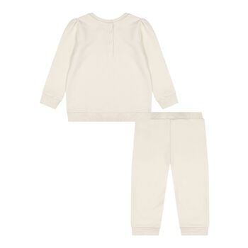 Baby Girls Beige Patchwork Bear Tracksuit