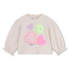 Younger Girls Ivory Heart Long Sleeeve Top, 1, hi-res