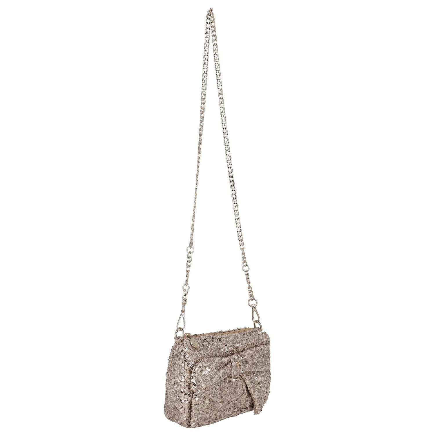 Girls Gold Sequin Bow Handbag ( 18cm ) , 2, hi-res
