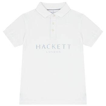 Hackett London Boys White Logo Polo Shirt, 3 Boys White Logo Polo Shirt