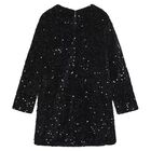 Girls Black Embellished Sequin Dress, 2, hi-res