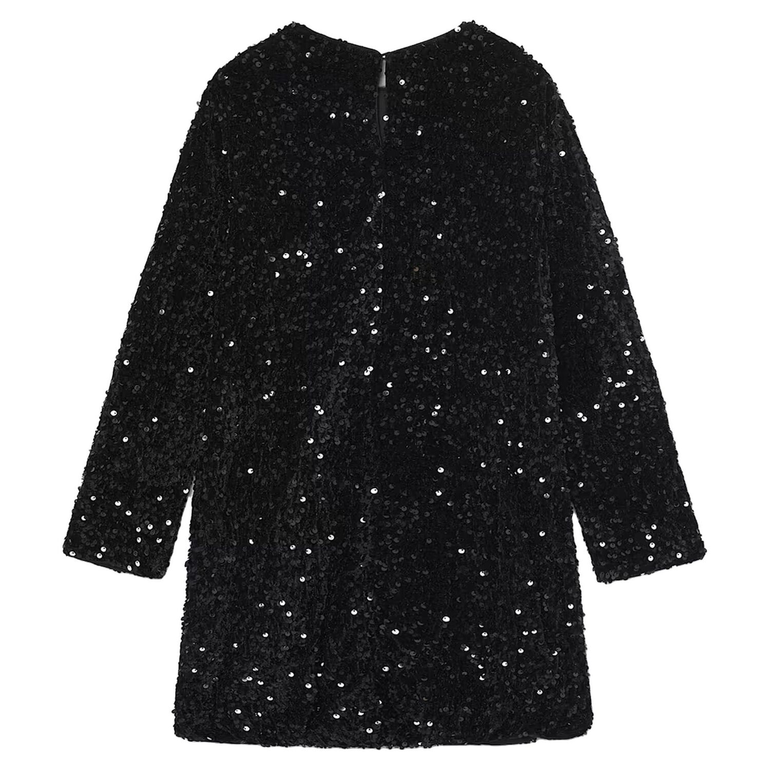 Girls Black Embellished Sequin Dress, 2, hi-res
