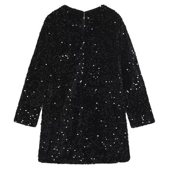 Girls Black Embellished Sequin Dress