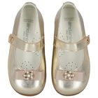 Younger Girls Gold Ballerina Bow Shoes, 1, hi-res