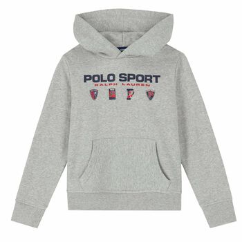 Boys Grey Logo Hooded Top