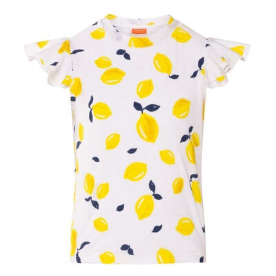Girls White Sicilian Lemon  Rash Vest UPF 50+