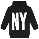 Girls Black Logo Hooded Dress, 1, hi-res