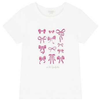 Girls Ivory Logo Bow T-Shirt