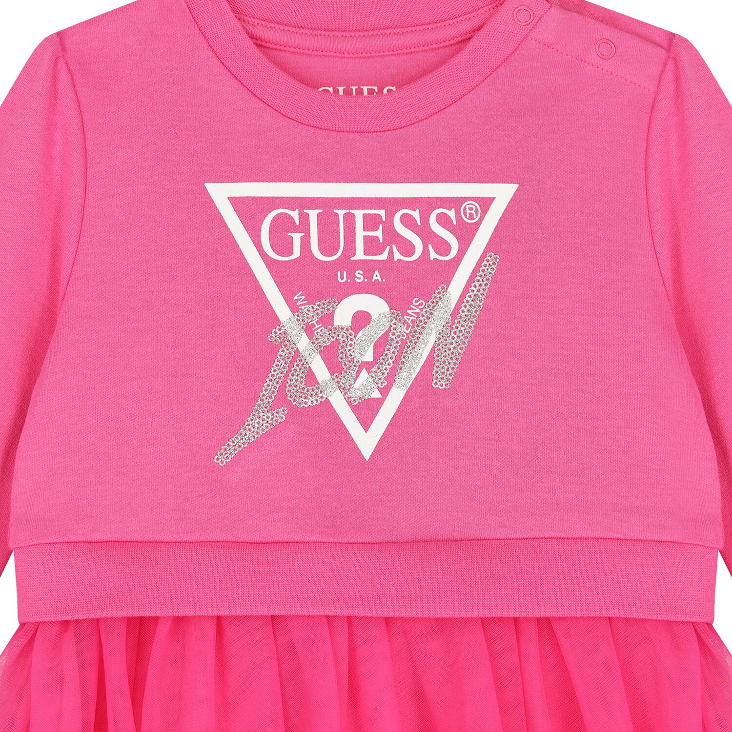 Baby Girls Pink Logo Tulle Dress Set, 1, hi-res