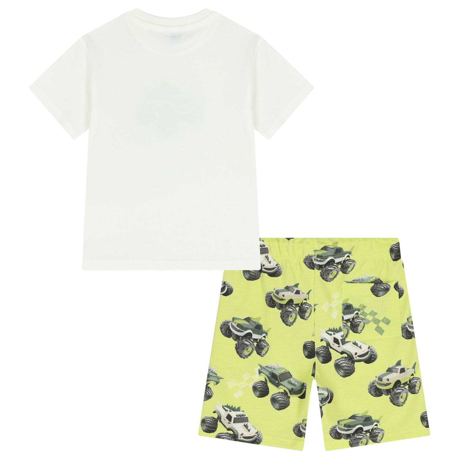 Boys White & Green Short Set, 2, hi-res
