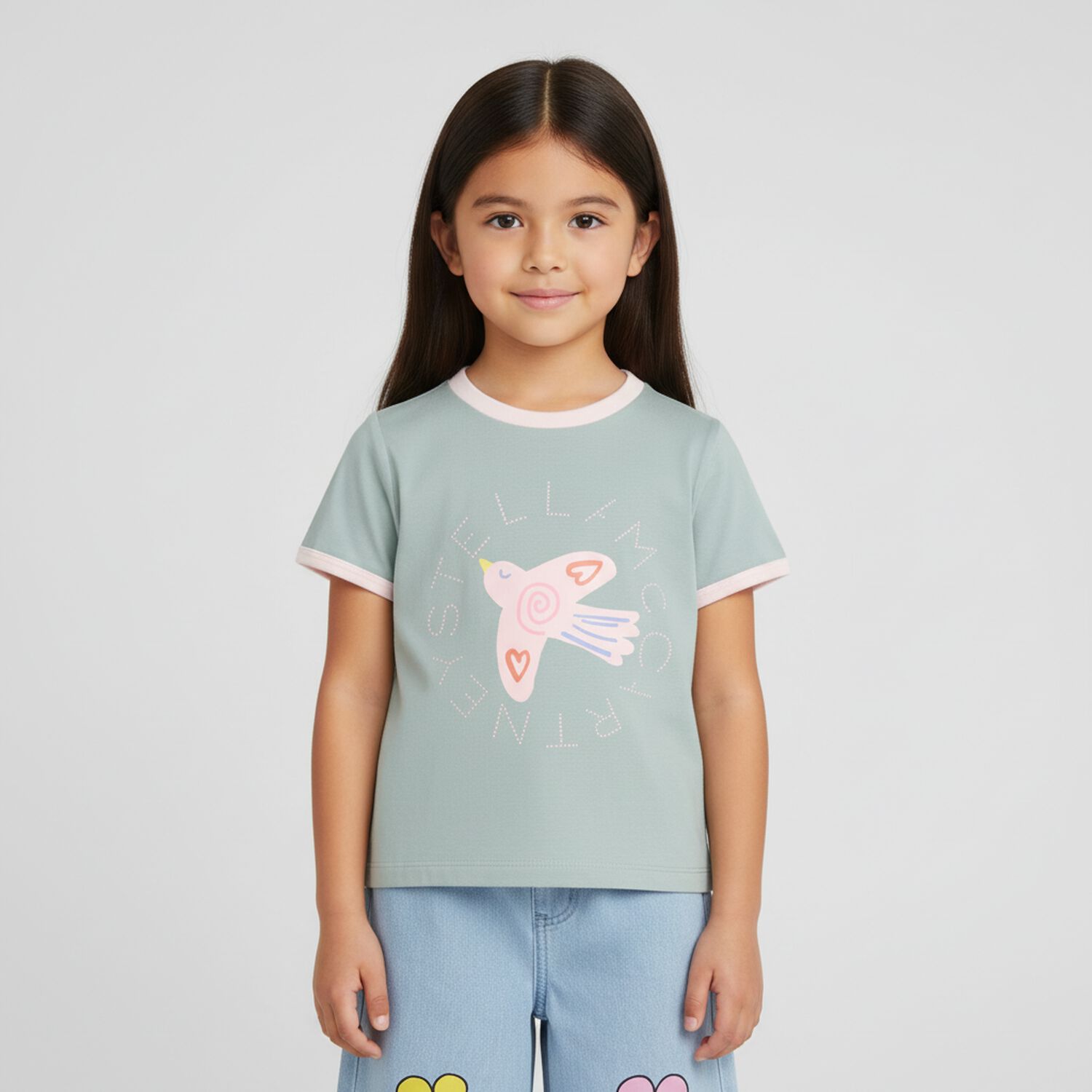 Younger Girls Green Bird Logo T-Shirt, 1, hi-res