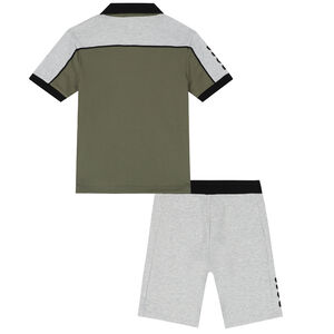 Boys White & Grey Logo Shorts Set