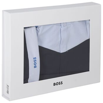 Baby Boys Navy Blue & Blue Logo Babygrow Gift Set