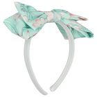 Girls White & Mint Green Bow Headband, 1, hi-res