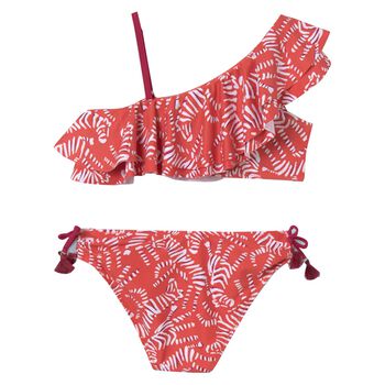 Girls Orange Ruffled Bikini