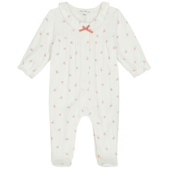 Baby Girls Ivory Floral Babygrow