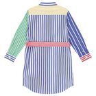 Girls Multi-Coloured Striped Dress, 1, hi-res